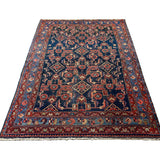 Persian Nanaj Rug, lengthwise view, hand-knotted wool with blue colouring. SKU 30060.