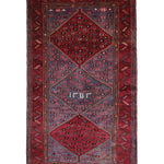 Persian Houpa Zanjan Rug, top view on white background, hand-knotted wool with red colouring. SKU 30175.