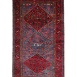 Persian Houpa Zanjan Rug, top view on white background, hand-knotted wool with red colouring. SKU 30175.