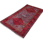 Persian Houpa Zanjan Rug, diagonal full view, hand-knotted wool with red colouring. SKU 30175.
