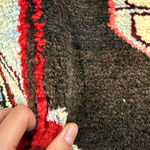 Vintage Tafresh Rug — Mirrored Motifs on a Dark Field with Red & Ivory Borders. Rug pile and texture detail; SKU 30195; source IMG_6681.