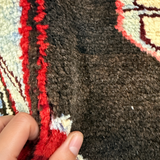 Vintage Tafresh Rug — Mirrored Motifs on a Dark Field with Red & Ivory Borders. Rug pile and texture detail; SKU 30195; source IMG_6681.