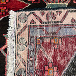 Vintage Tafresh Rug — Mirrored Motifs on a Dark Field with Red & Ivory Borders. Original rug photograph; SKU 30195; source 30195 IMG_6678.