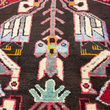 Vintage Tafresh Rug — Mirrored Motifs on a Dark Field with Red & Ivory Borders. Original rug photograph; SKU 30195; source 30195 IMG_6686.