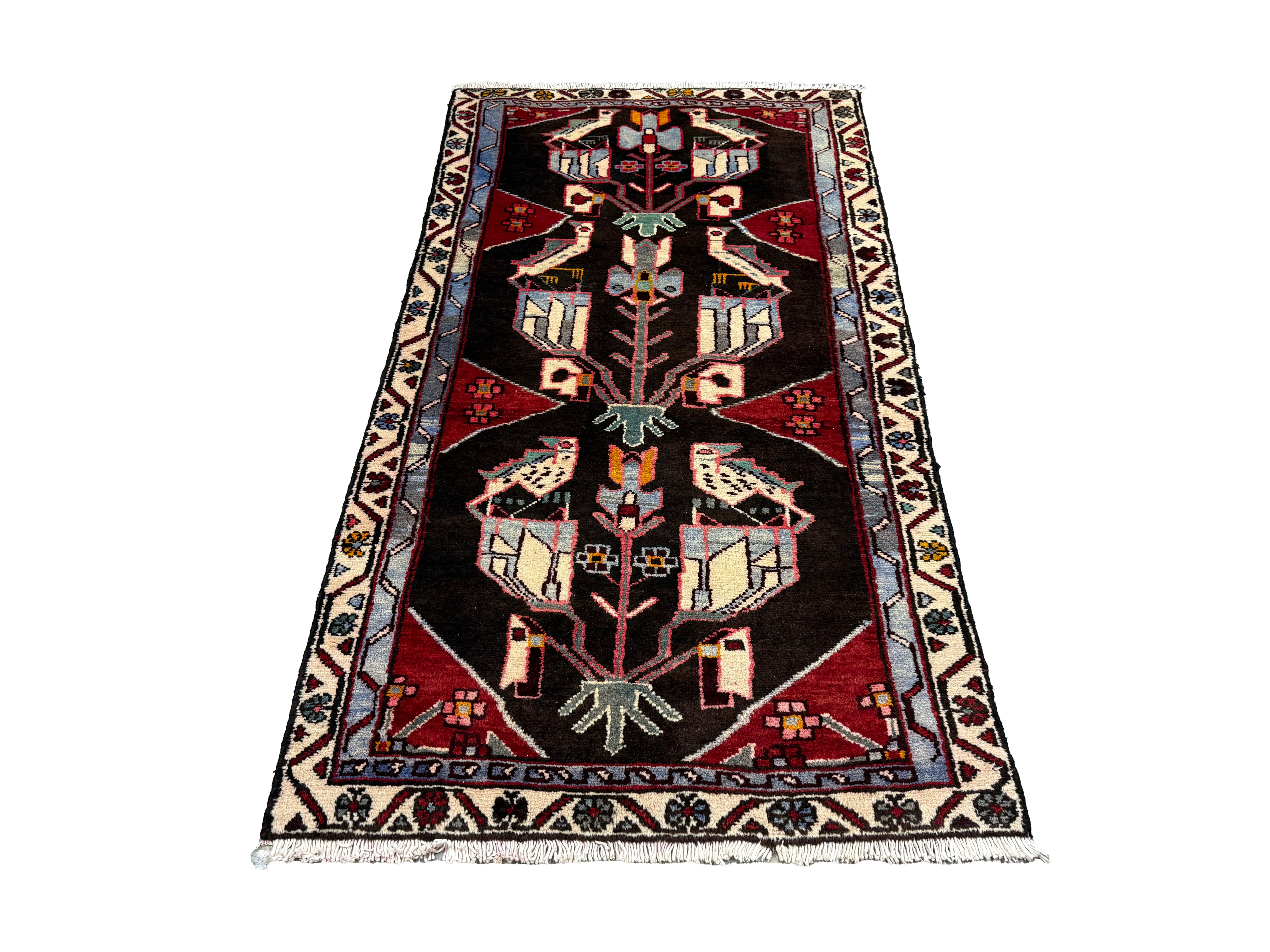Persian Tafresh Rug, lengthwise view, hand-knotted wool with blue colouring. SKU 30195.
