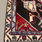 Persian Tafresh Rug, border and fringe detail, hand-knotted wool with blue colouring. SKU 30195.