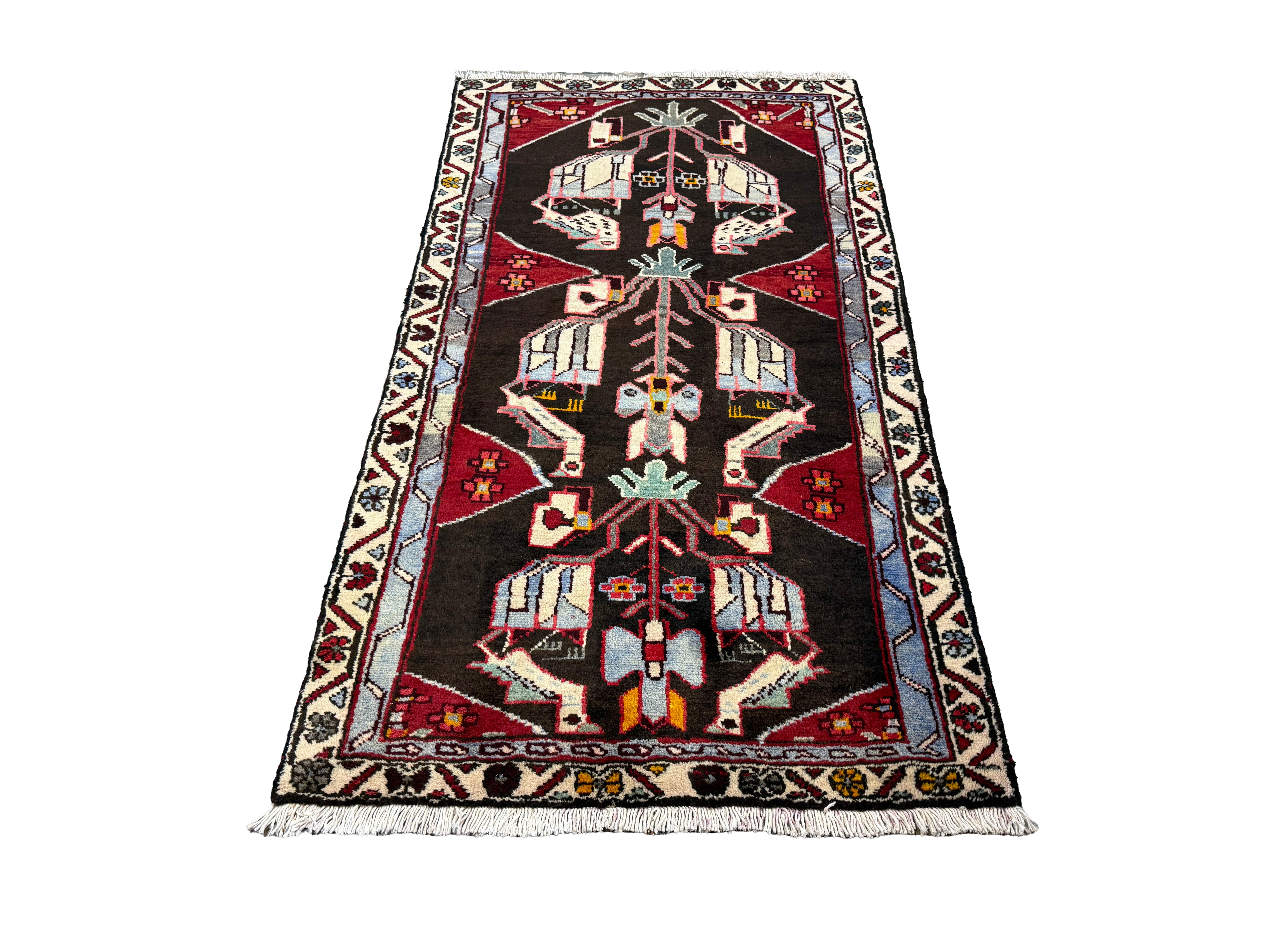 Persian Tafresh Rug, lengthwise view, hand-knotted wool with blue colouring. SKU 30195.