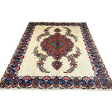 Vintage Tabriz Rug, full rug in perspective showing the patterned field and borders, hand-knotted wool pile. SKU 30228.