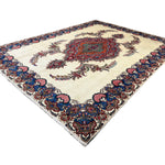 Vintage Tabriz Rug, angled view showing the full field and borders, hand-knotted wool pile. SKU 30228.