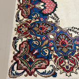 Vintage Tabriz Rug, corner, border and fringe detail, hand-knotted wool pile. SKU 30228.