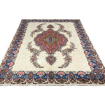 Vintage Tabriz Rug, front perspective view of the complete rug, hand-knotted wool pile. SKU 30228.