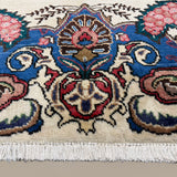 Vintage Tabriz Rug, close-up of the border and fringe, hand-knotted wool pile. SKU 30228.