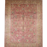 Tabriz hand-knotted wool rug, full top view.