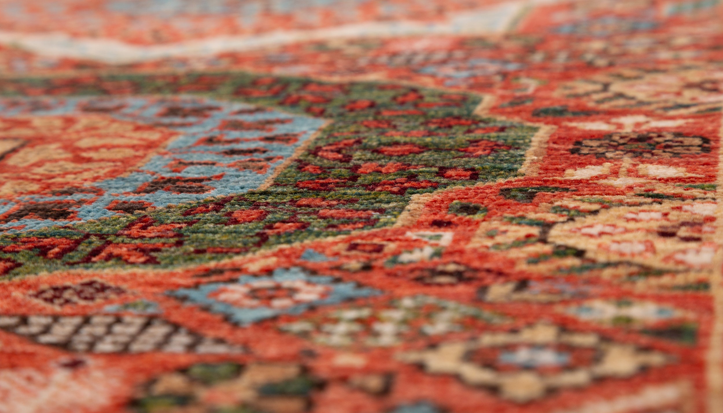 Afghan Mamluk Runner in rust and turquoise — pattern, texture or angled view