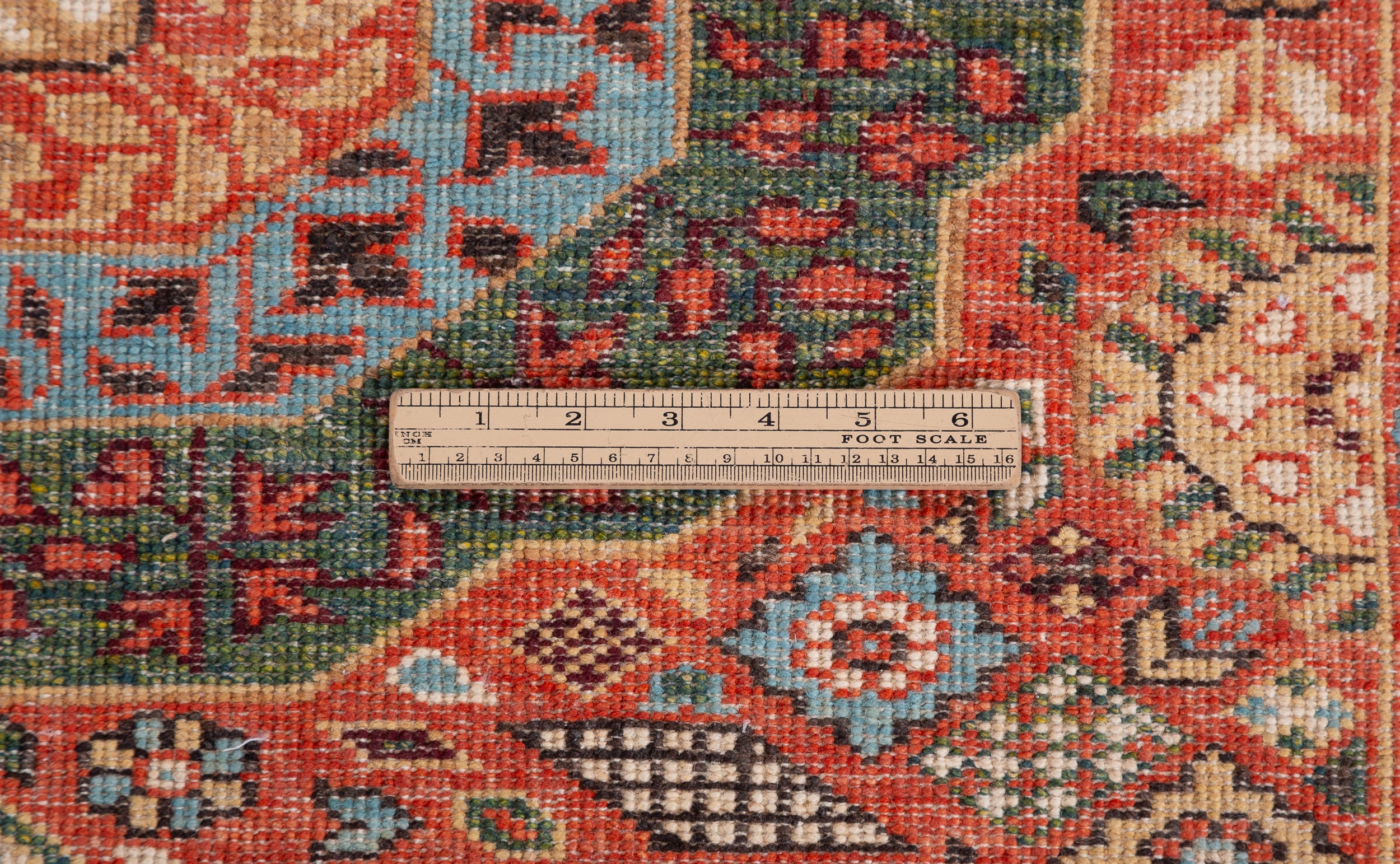 Afghan Mamluk Runner in rust and turquoise — pattern, texture or angled view