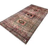 Vintage Hamadan Rug, diagonal perspective view of the complete rug, hand-knotted wool pile. SKU 30496.