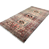 Vintage Hamadan Rug, angled view showing the full field and borders, hand-knotted wool pile. SKU 30496.