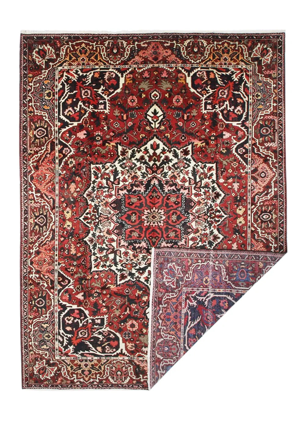 Vintage Chaleshtor Bakhtiari Wool Rug, full rug view. Original catalog photograph; SKU 30536.