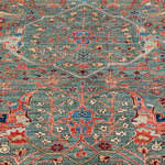 Afghan Chobbi Rug in muted green, rust and navy — pattern, texture or angled view