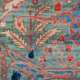 Afghan Chobbi Rug in muted green, rust and navy — pattern, texture or angled view
