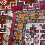 Vintage Quchan Kurdish Rug — Stacked Geometric Compartments in Red, Cream & Blue. Original rug photograph; SKU 30811; source IMG_6900.