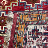 Vintage Quchan Kurdish Rug — Stacked Geometric Compartments in Red, Cream & Blue. Original rug photograph; SKU 30811; source IMG_6900.