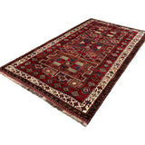 Persian Quchan Kurdish Rug, diagonal full view, hand-knotted wool with red colouring. SKU 30811.