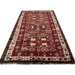 Persian Quchan Kurdish Rug, lengthwise view, hand-knotted wool with red colouring. SKU 30811.