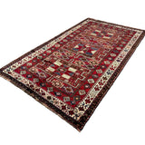 Persian Quchan Kurdish Rug, diagonal full view, hand-knotted wool with red colouring. SKU 30811.