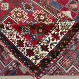 Persian Quchan Kurdish Rug, folded corner and reverse, hand-knotted wool with red colouring. SKU 30811.