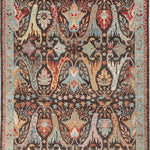 Afghan Chobbi Rug in charcoal, blue and rust — full rug view