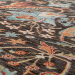 Afghan Chobbi Rug in charcoal, blue and rust — pattern, texture or angled view