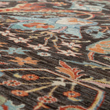 Afghan Chobbi Rug in charcoal, blue and rust — pattern, texture or angled view