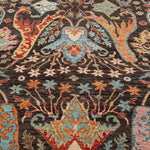Afghan Chobbi Rug in charcoal, blue and rust — pattern, texture or angled view