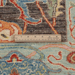 Afghan Chobbi Rug in charcoal, blue and rust — pattern, texture or angled view
