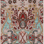 Afghan Chobbi Runner in cream, turquoise and burgundy — full rug view
