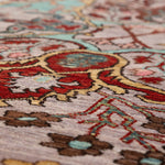 Afghan Chobbi Runner in cream, turquoise and burgundy — pattern, texture or angled view