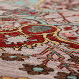 Afghan Chobbi Runner in cream, turquoise and burgundy — pattern, texture or angled view