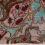 Afghan Chobbi Runner in cream, turquoise and burgundy — pattern, texture or angled view
