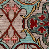 Afghan Chobbi Runner in cream, turquoise and burgundy — pattern, texture or angled view