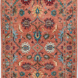 Afghan Sultani Rug in rust and teal — full rug view