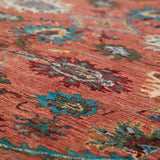 Afghan Sultani Rug in rust and teal — pattern, texture or angled view