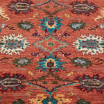 Afghan Sultani Rug in rust and teal — pattern, texture or angled view