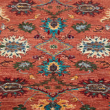 Afghan Sultani Rug in rust and teal — pattern, texture or angled view