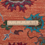 Afghan Sultani Rug in rust and teal — pattern, texture or angled view