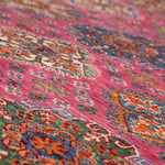 Afghan Super Kazak Rug in rose, navy and gold — pattern, texture or angled view