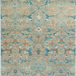 Chobbi Rug in pale turquoise and sand — full rug view