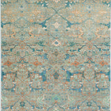 Chobbi Rug in pale turquoise and sand — full rug view