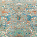 Chobbi Rug in pale turquoise and sand — pattern, texture or angled view