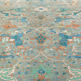 Chobbi Rug in pale turquoise and sand — pattern, texture or angled view